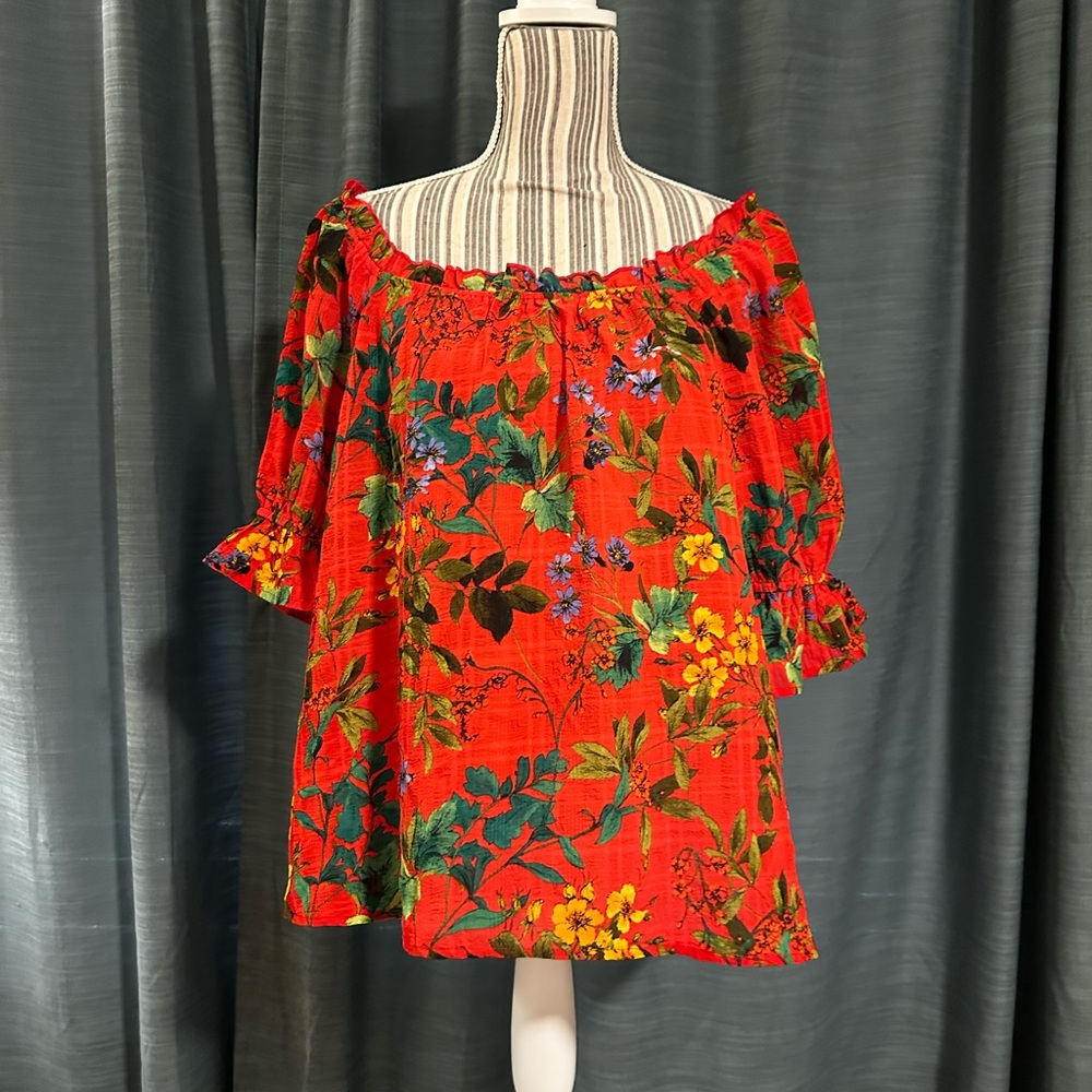 Chenault Red Floral Blouse